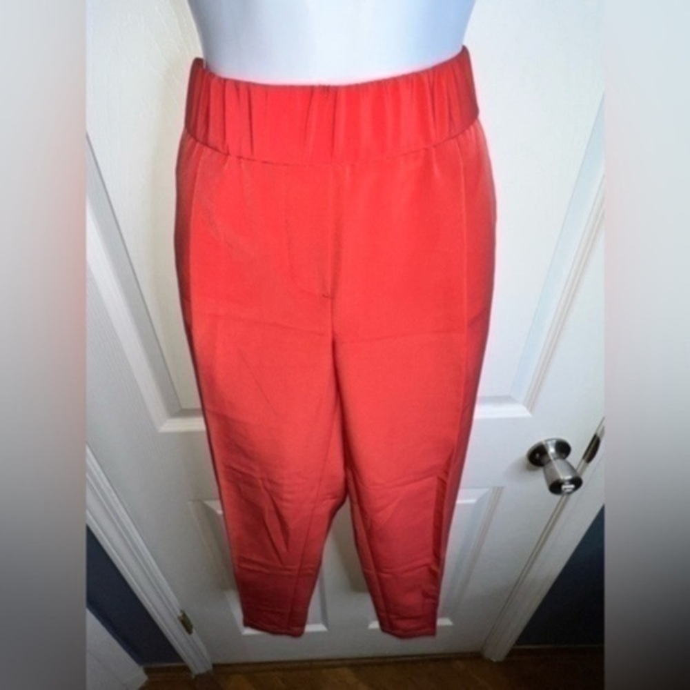 Loft Women’s 4 Red Marisa Polyester Slim Tapered Pull On Trouser Dress Pants S